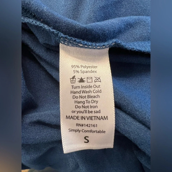 LuLaRoe Carly Dress Blue with Metallic Gold Floral Design Size Small - Picture 6 of 11